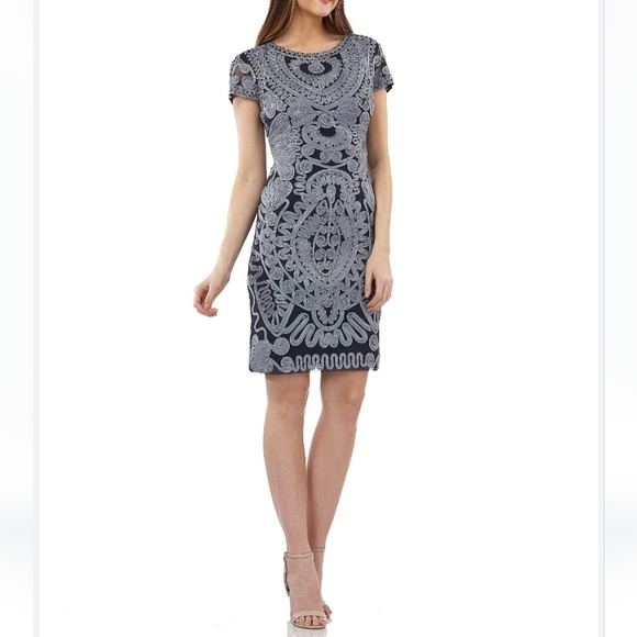 NWT J.S. Collection Soutache Ribbon Lace Mesh Sheath Dress - Picture 4 of 16